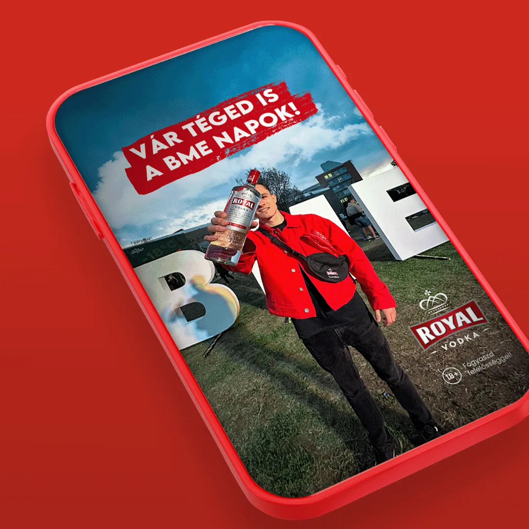 Royal Vodka social media kreatívok lifestyle, márkaüzenet és eseménykommunikációs vizuálokkal
