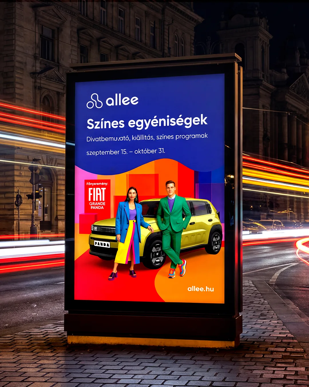 Allee Színes egyéniségek kampány citylight nyereményjáték kreatívval