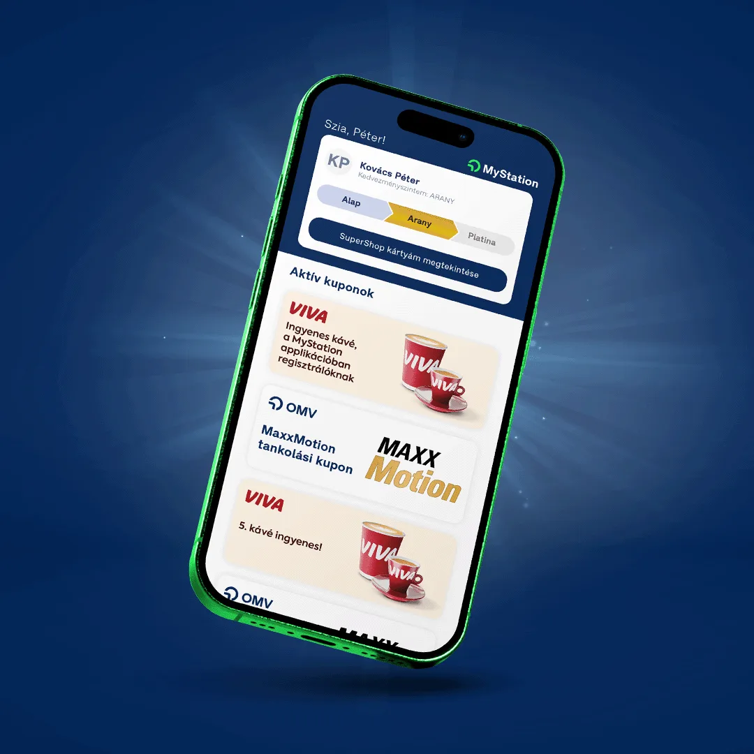 OMV MyStation app bevezető kampány mobilappal, forgatási jelenettel és OOH megjelenéssel